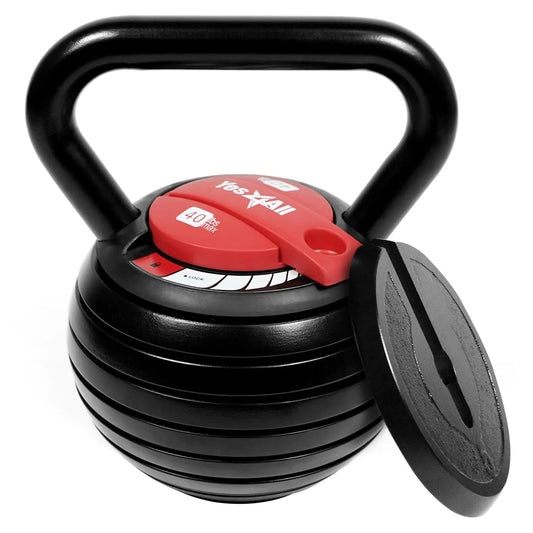 Yes4All Adjustable Kettlebell Weight/Solid Cast Iron Kettlebell Weight Strength Training Kettlebells for Full Body Workout Weightlifting Conditioning Strength & Core Training