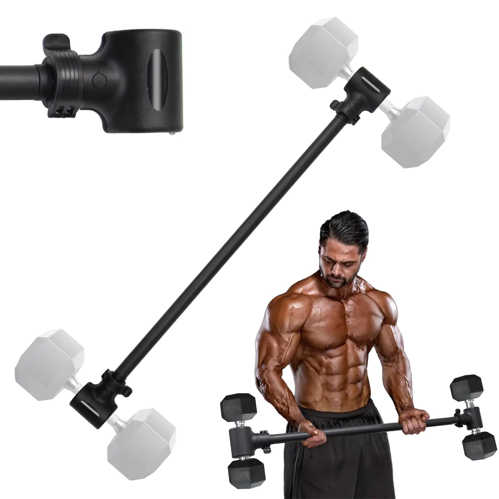 Dumbbell Barbell Converter Bar - Turn Dumbbells Into a Barbell for Home Fitness - Adjustable Weights & Up to 200 lb Capacity Barbell