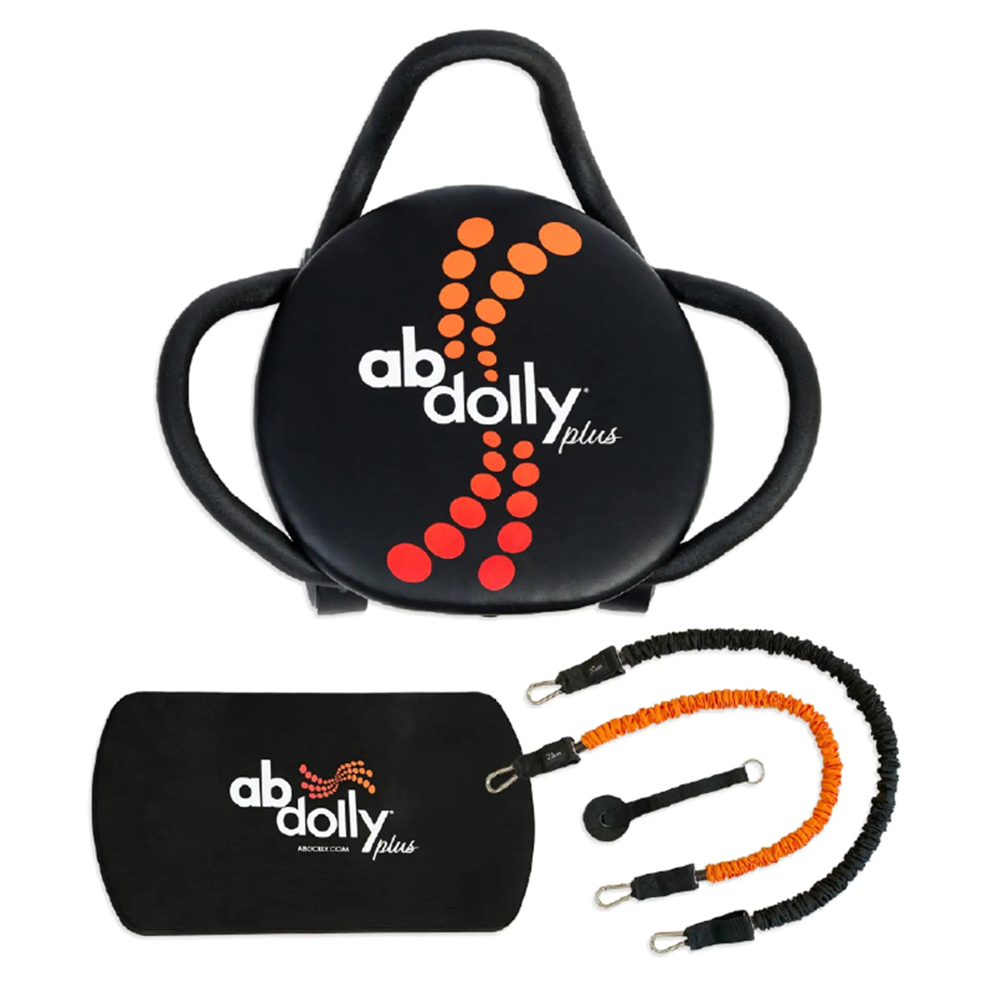 AB Dolly Plus Core Abdominal Training System Portable Home Gym Ab Muscle Workout Equipment with 2 Resistance Bands for All Fitness Levels Black